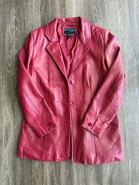 Bernardo Y2K Womens Red Leather Blazer